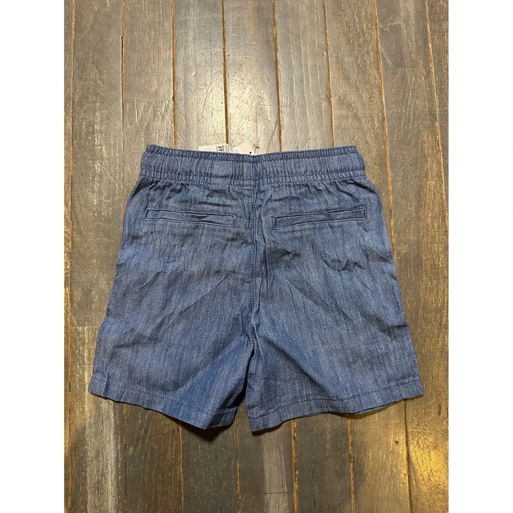 The Childrens Place Boys Blue Chambray Pull On Shorts Elastic Waist NWT 2T